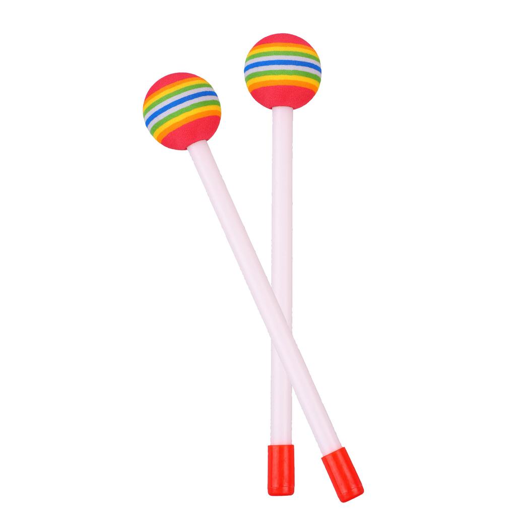 2Pcs Drum Sticks Round Felt Mallet EVA Orff Hand Percussion Beat Toy Rainbow Color