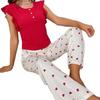 Women's Casual Love Print Ruffle Pajama Pants - Stylish Home and Outdoor Wear.