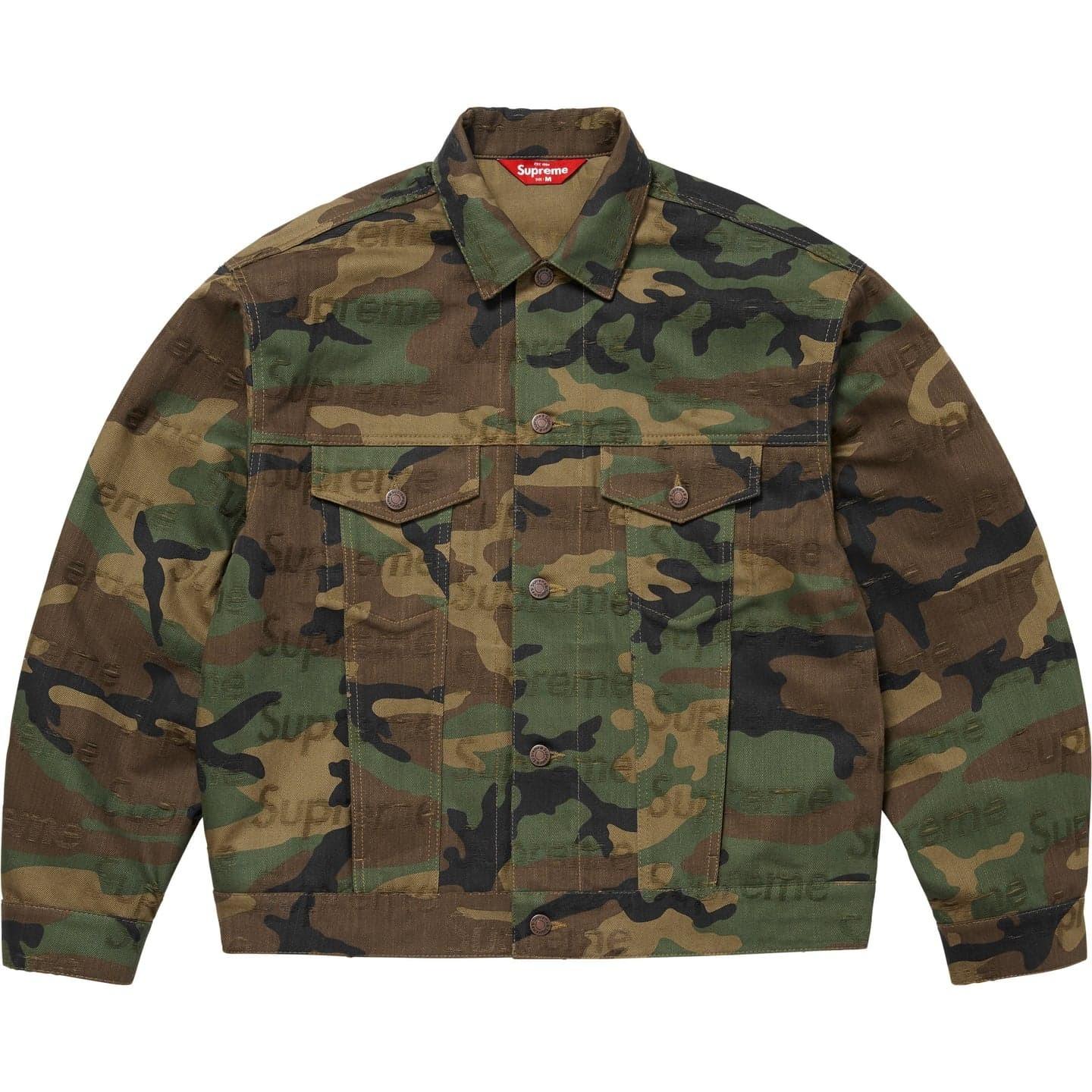 Supreme Jacquard Logos Denim Trucker Jacket