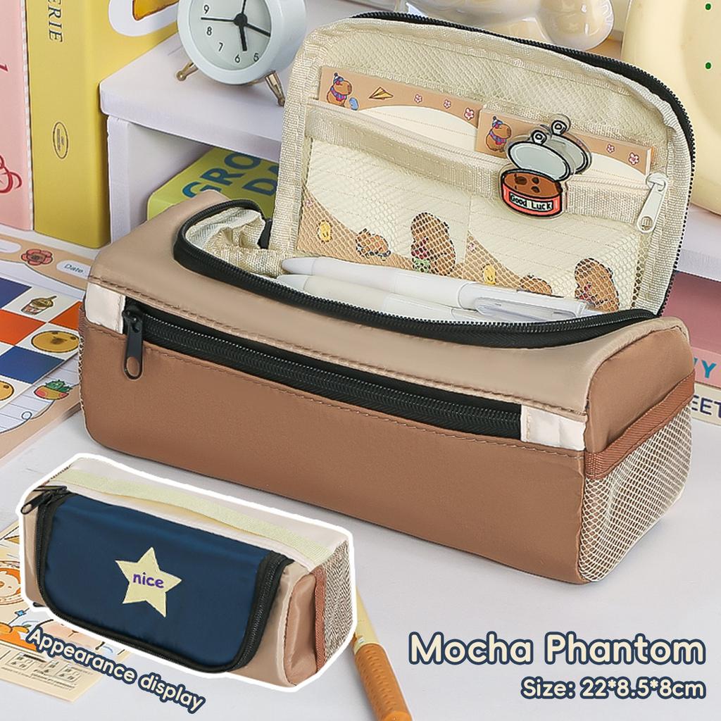 2025  Square Star Pencil Case Multi-function Tote Stationery Bag Aesthetic Unique Multi-layer Pencil Box School Essential