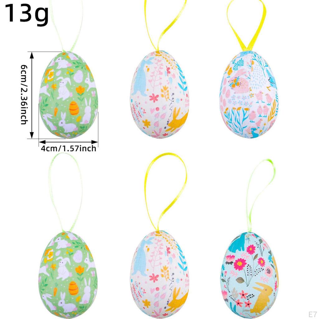 6 Pieces Easter Egg Hanging Ornaments Tree Decor Basket Fillers Ornament