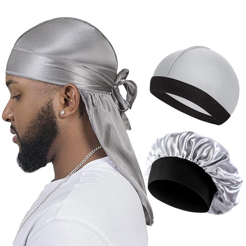 3 SZT./LOT Damski Męski Jedwabisty Durag Długi Ogon Piracki Kapelusz Elastyczny Czepek Turban Kopułkowy Unisex Bandany Do Spania Czapka Pod Prysznic Owiniecie Głowy