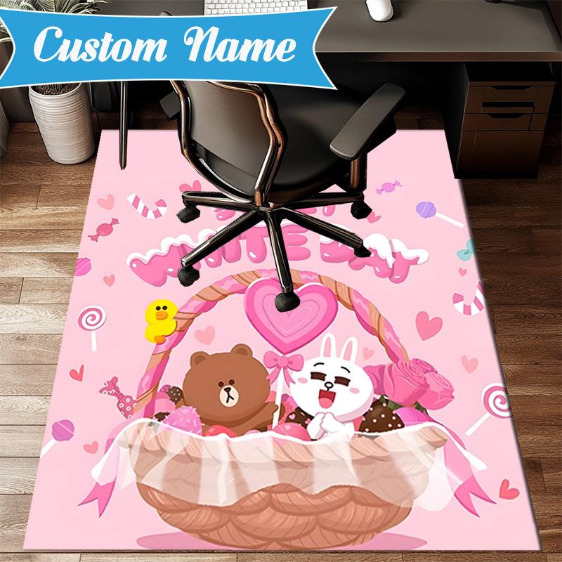 Custom Name Love Cony Brown Forever Rug for Living Room, Game Rooms, Office, Bedroom, Floor Mat Playful Design, fan gifts Christmas decor
