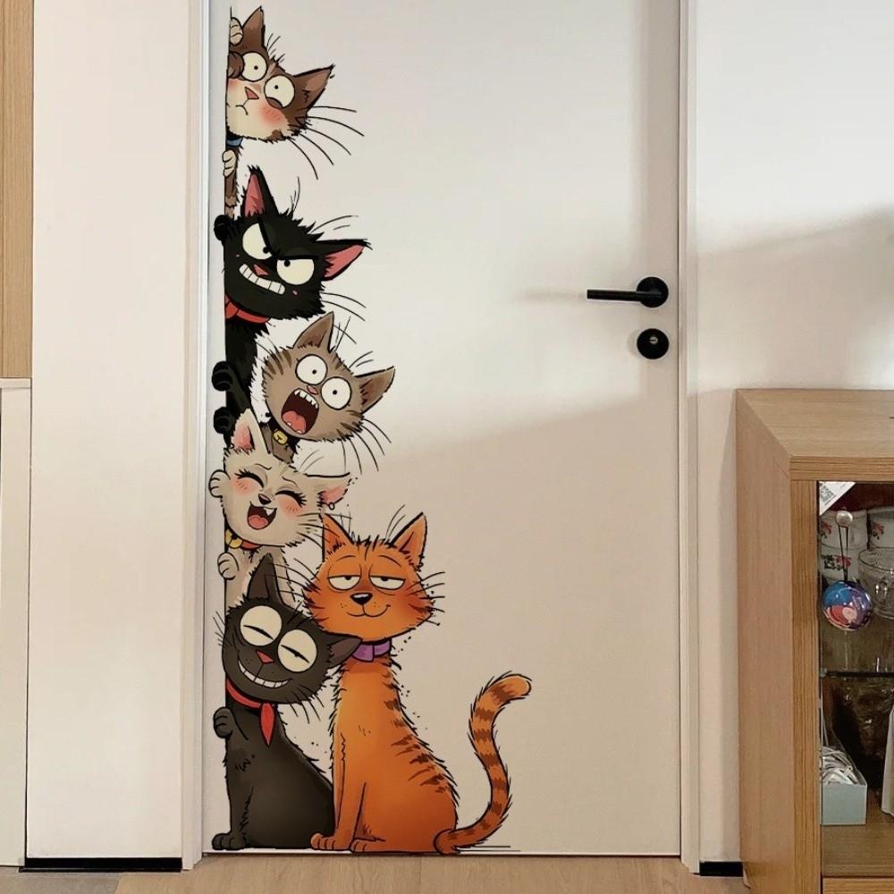 Home Art Cat Wall Stickers Cartoon Art Sticker Creative Wall Beautification Decoration Indoor