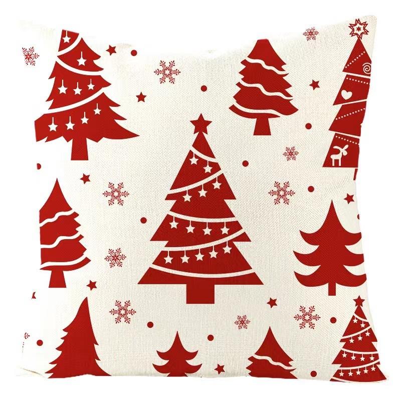 Christmas Pillow Red Christmas Tree Snowflake Home Decoration Pillow Cover