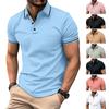 Sommer T-Shirt Herren Knopfleiste Rippkragen Sport Poloshirt Modisches Revers Kurzarm T-Shirt