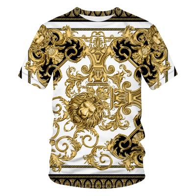 Bărbați/femei tricou baroc vară tricou supradimensionat 3d cap de leu imprimeu coroană decolteu rotund mânecă scurtă