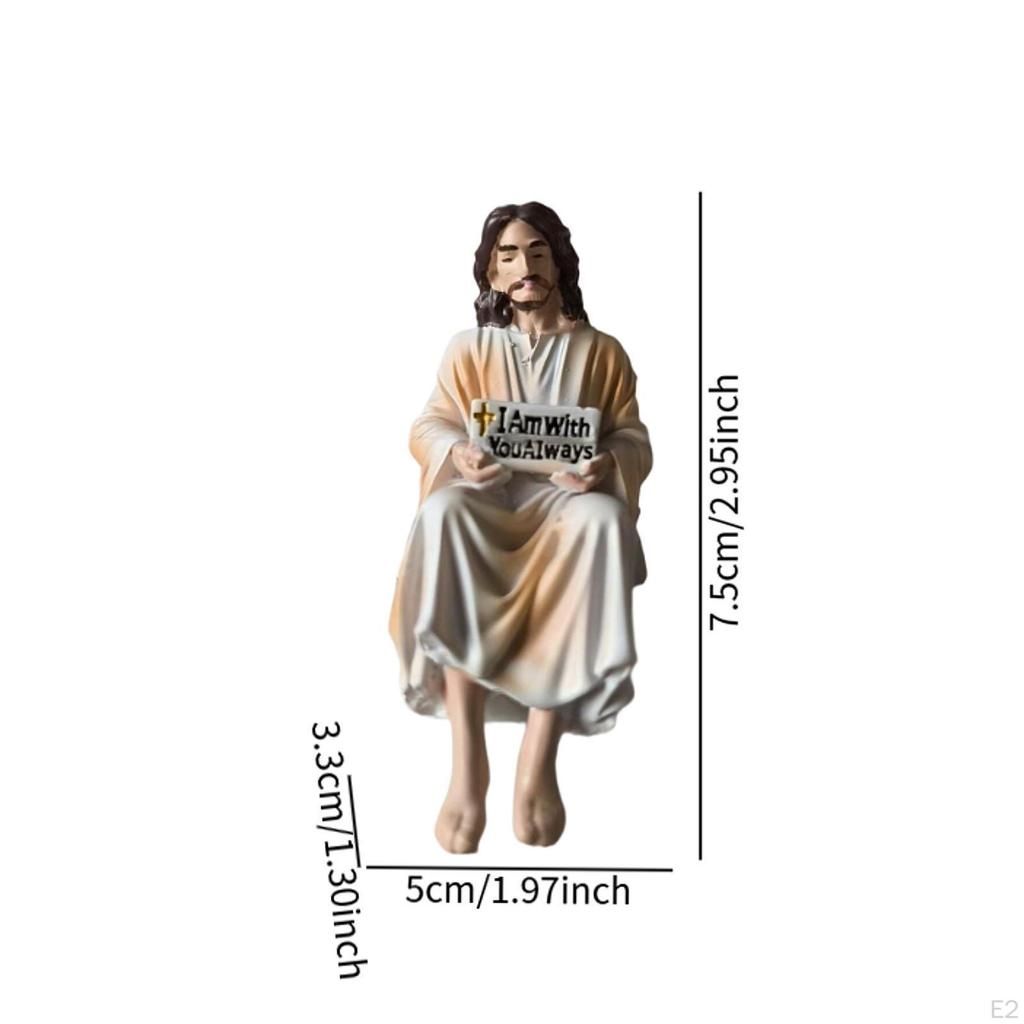 Jesus Statue Figurine Compact Modern Unique Ornament Miniature Sculpture for Dashboard Home