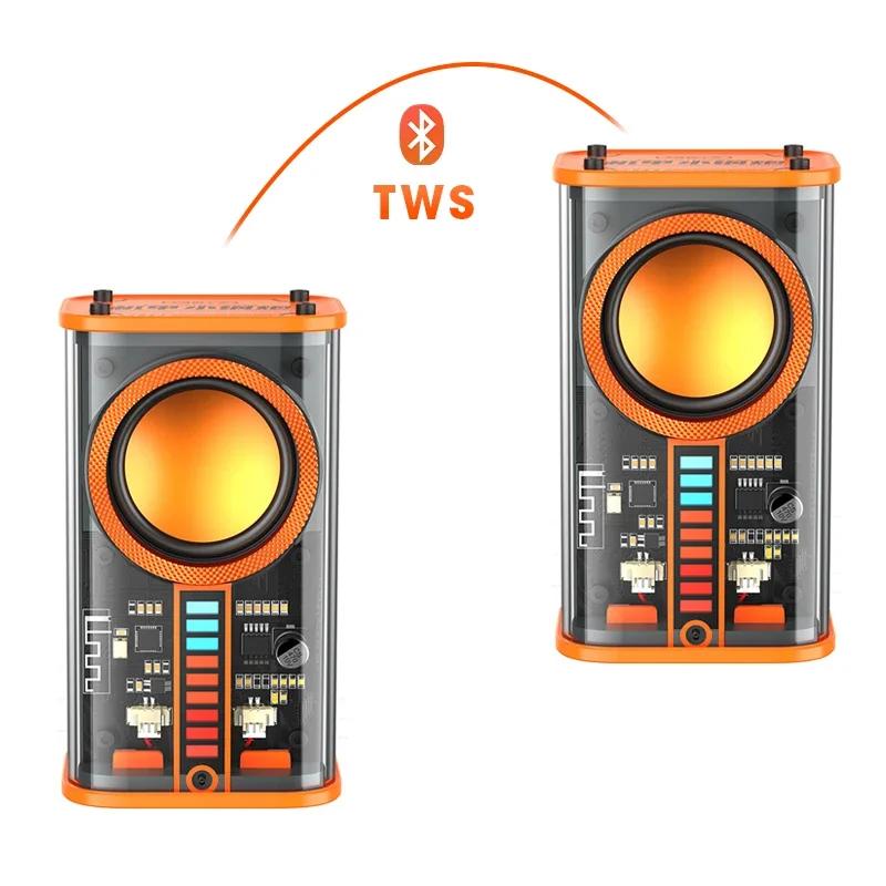 Transparent Cyberpunk Wireless Bluetooth Speaker Sound Light Rhythm Subwoofer TWS Stereo Music Center Hands-free Call