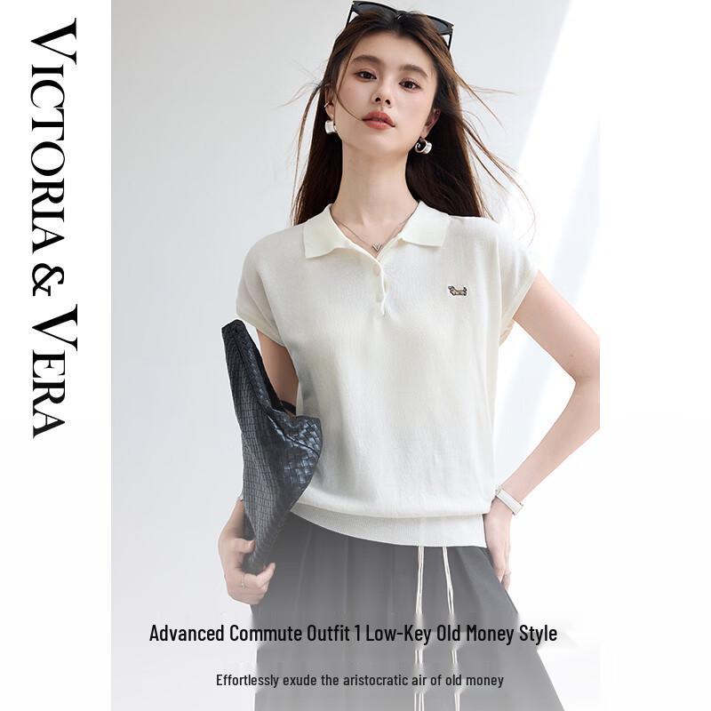 

VICTORIA&VERA Women s Polo Knit Short Sleeve Top XL