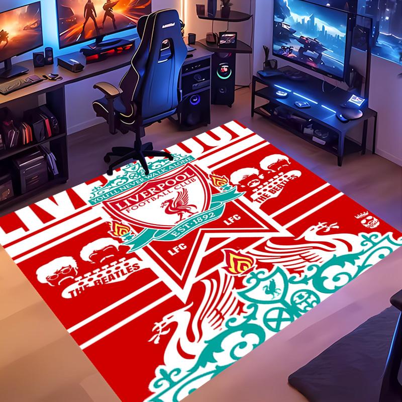 1pc Liverpool FC logo Entrance Mat, Non-Slip Mat Area Rug,Room Decor, Outdoor Decor, Kitchen Rug,Doormat - Machine Washable, Easy to Clean