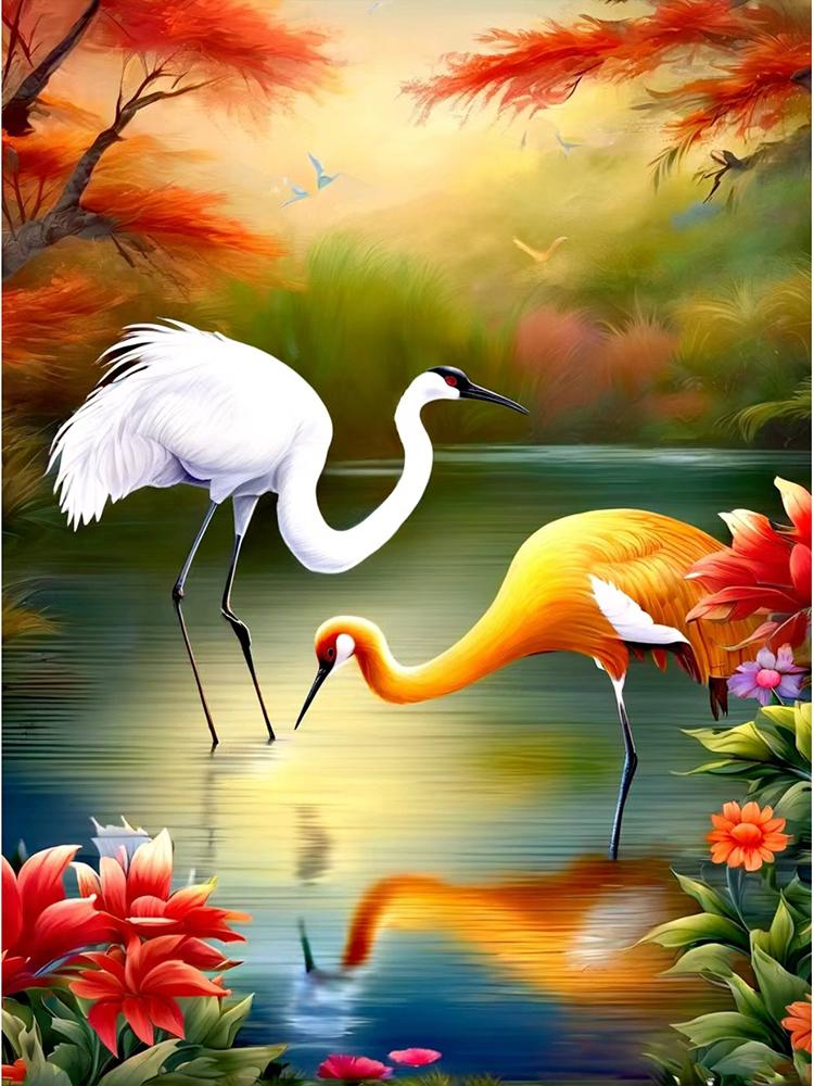 Animals 5D Diamond Painting Bird Red crowned Crane Diamond Inlay Set with Square/Round Embroidery DIY Home Decoration Gift