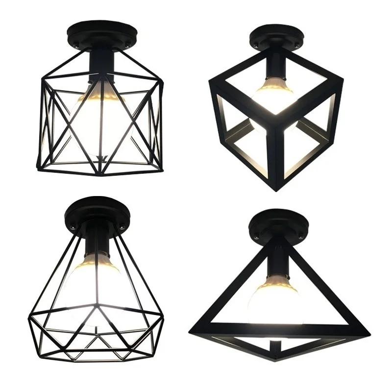 1PC Vintage Ceiling Lights Lamp Shade Lamp Holder Metal Cage Home Decor Pendant Light Decorations Chandelier(Not Include Bulbs)