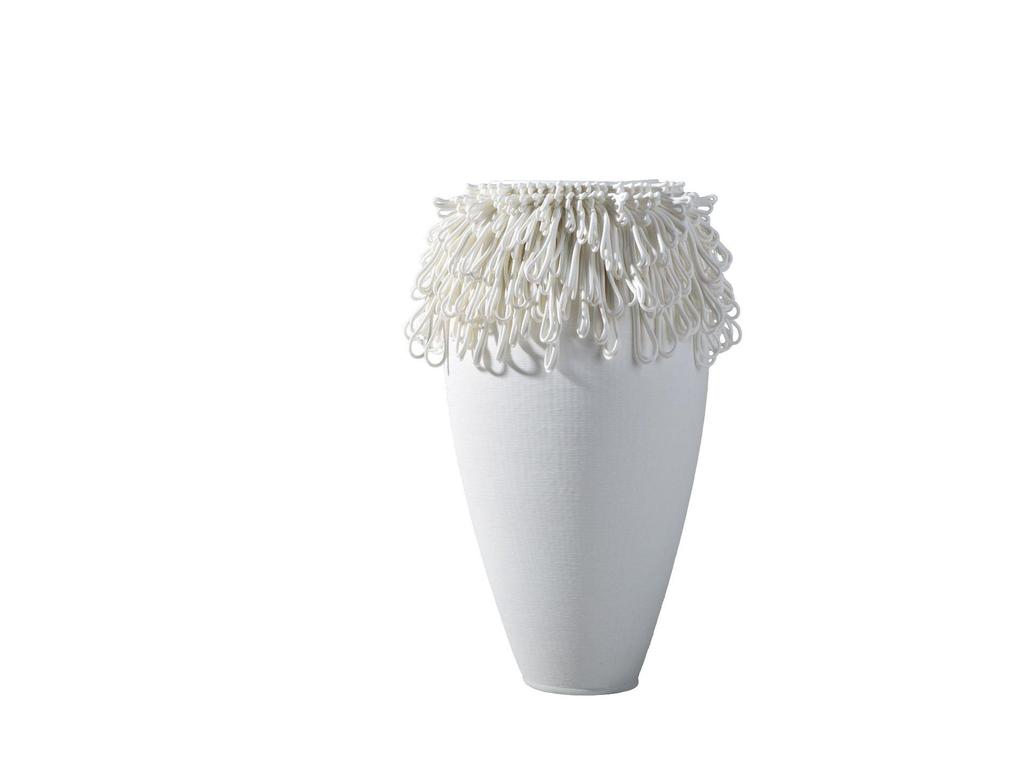 Modern Minimalist 3D White Ceramic Vase: Elegant Living Room Decoration and High-End Flower Container
