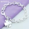 925 Sterling Silver Clover Leaves Lucky Number 5 Bracelet 20cm Chain Women Wedding Engagement Party Jewelry