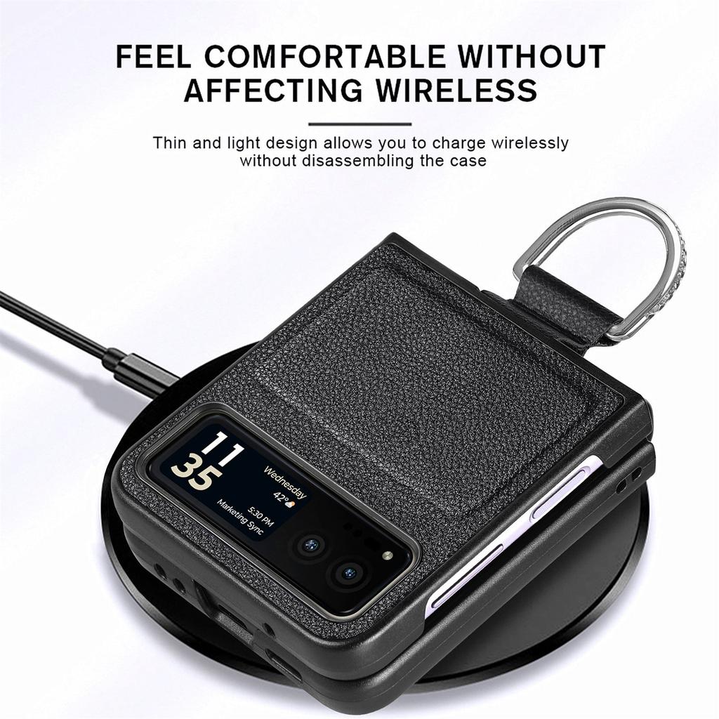 Suitable for Moto Razr11 mobile phone case, lychee pattern ring PU leather razr11Ultra folding screen case