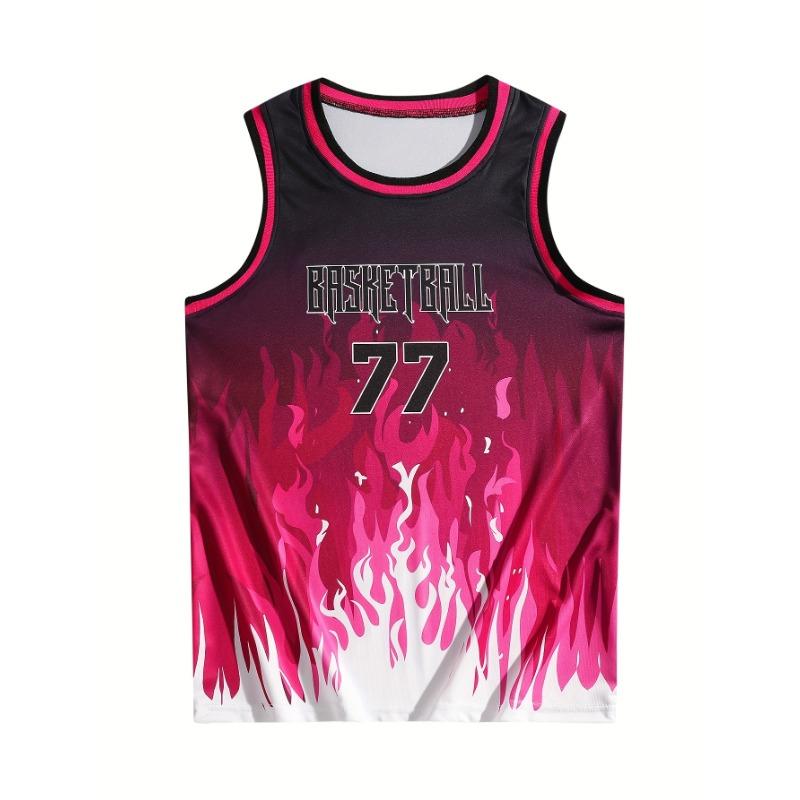 Mens 77 Number Basketball Tank Top Unique Graphic Sleeveless O Neck Vest Breathable Quick Dry Sport Jersey For Man Clothes