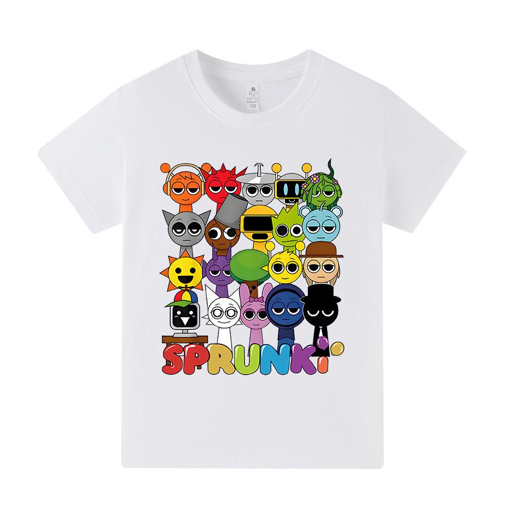 Popular Rhythm Box/Sprunki Cartoon Print Girls' Short Sleeve T-shirt