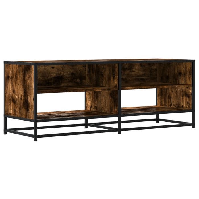 VidaXL TV Cabinet Smoked Oak 120.5x40x46 Cm Engineered Wood and Metal, TV Stand, Hi-fi Cabinet, Entertainment Center, 848891