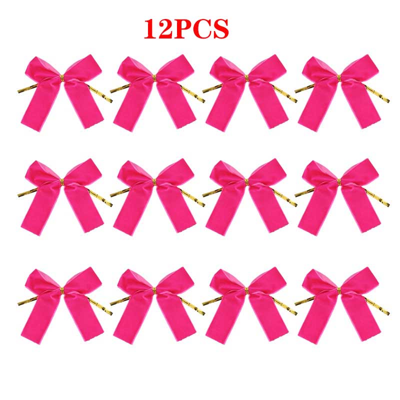 

12Pcs Velvet Ribbon Bows Handmade Christmas Tree Hanging Decorations Wreath Gift Bows Christmas Tree Hanging Decorations Bow As picture розы красного