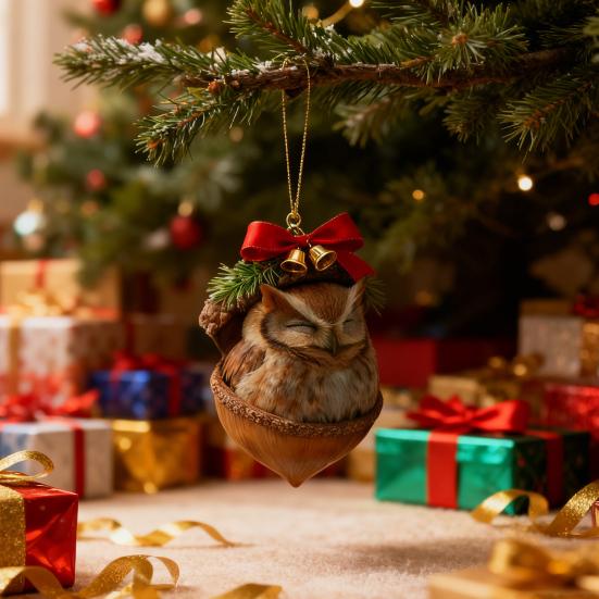 2D Στολίδια Ζωάκια Δάσους Βελανίδι Άνετα Στολίδια Ζωάκια Κουκουνάρι Χριστουγέννων Δασικό Πλάσμα Ακρυλική Κρεμαστή Διακόσμηση για Διακόσμηση Σπιτιού Πάρτι