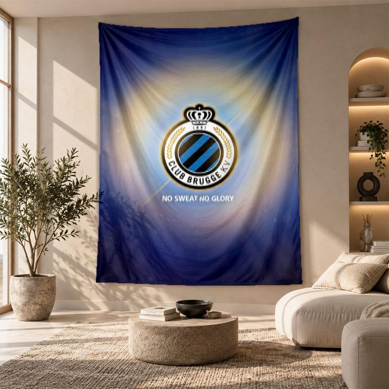 Dekoracyjny gobelin, Sztuka ścienna z nadrukiem Club Brugge FC, Lekka ozdoba ścienna do sypialni