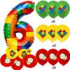 20 peças Decoração de Aniversário com Blocos de Construção Conjunto de Balões Número de Polegada Números Presentes para Crianças Chá de Bebê Suprimentos de Festa 32 STEM Kit de Modelo DIY Encaixe 3D