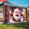 1 item 2D flat background fabric a flying Santa Claus a strong sense of impact a festive bannerZL