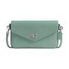 Wyn 21 Metal Logo Cross Grain Leather Shoulder Crossbody Bag Small Women Green