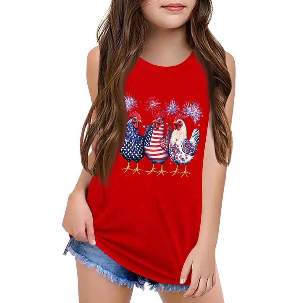 Mädchen Kinder Sommer Rundhals Ärmellose Shirts Tanktops