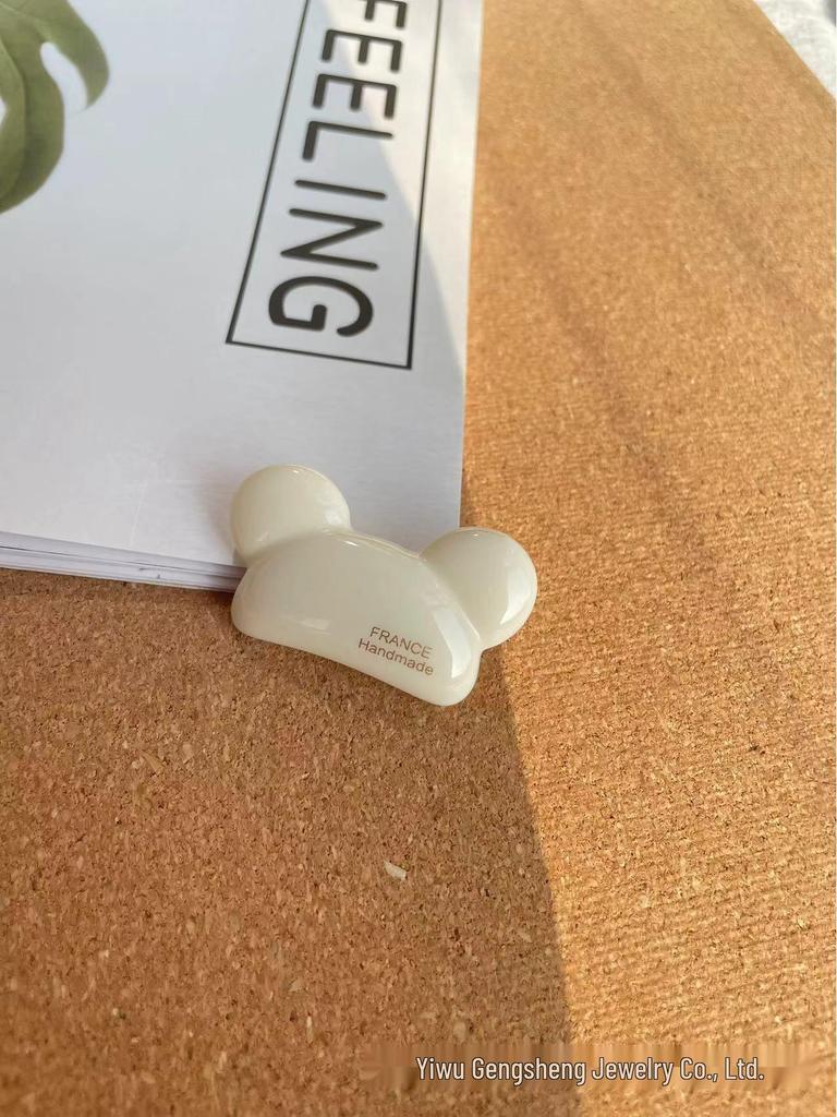 Gold Label Acetate Bear Hair Clip - Cute Bangs & Forehead Clip for Women