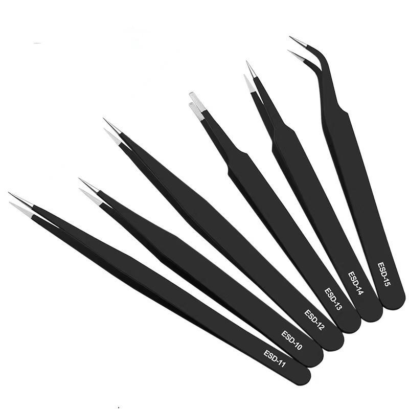 Tweezers Set with Canvas & Leather Bags - Portable Multi-use Tools for Gardening, Aquarium, Clamping & More