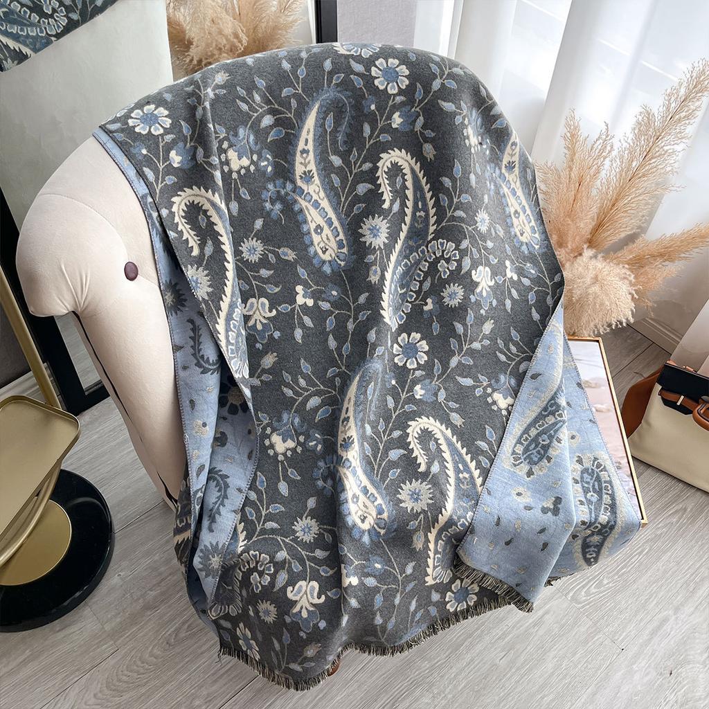 Retro Scarf Cashew Flower Temperament Versatile Shawl Ethnic Style Jacquard Outer Cloak Scarf Cold Women