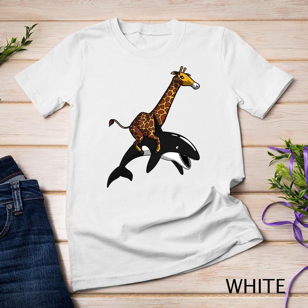 Giraffe Riding Orca Killer Whale Funny Unisex T-shirt