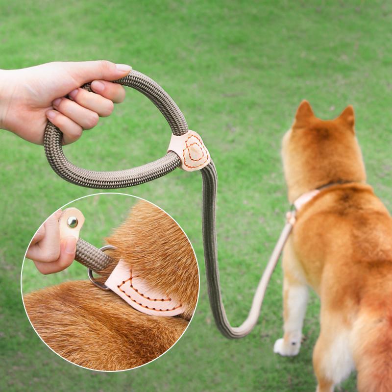 150CM Heavy Duty Braided Rope Dog Leash with Adjustable Loop Collar Dog Training Lead Leash for Small Medium Large Dogs Perros