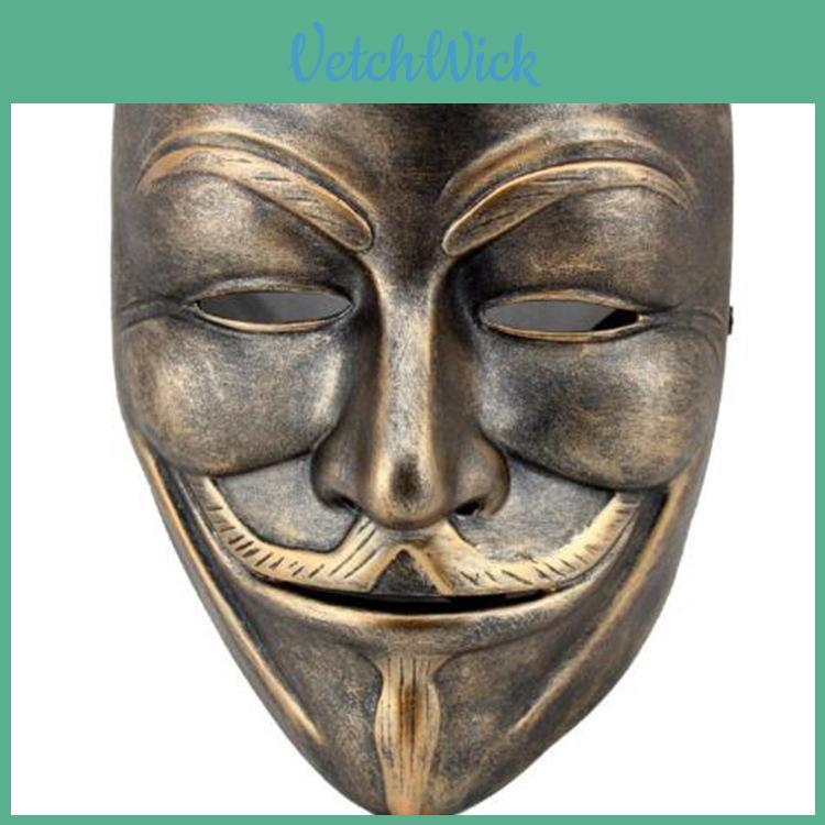 V For Vendetta White Copper V Monster Resin Mask Halloween Party Masquerade Costume Accessory For Cosplay