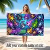 Underwater Fish Theme Quick Dry Beach Towel Custom Name Text Print Large Sand Resistant Towel Beach Vacation