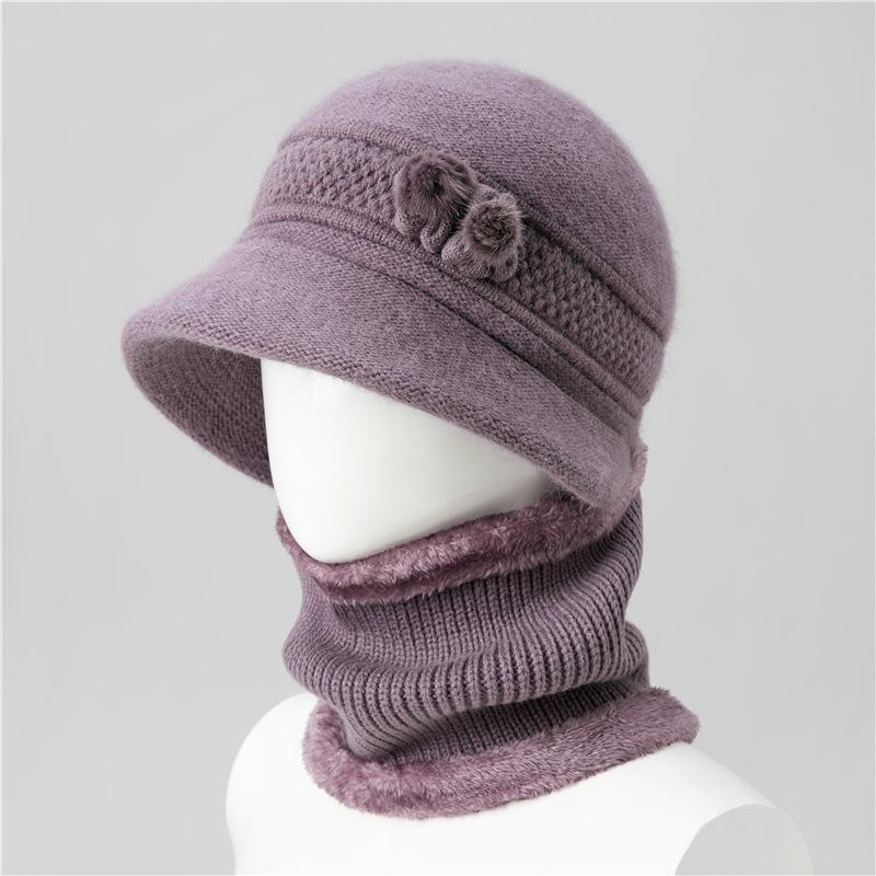 Hat Female Mother Day Thickened Thermal Hat Grandmother Old Lady Rabbit Wool Knitted Hat Cold Proof