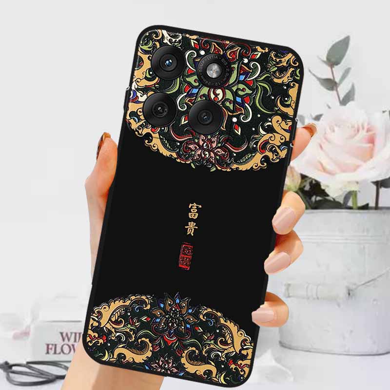 3D Emboss Cases For Edge 60 Fusion / Edge 60 Pro Relief Embossed Retro Silicone Back Cover For Edge 60 Stylus Black Funda 60 Pro