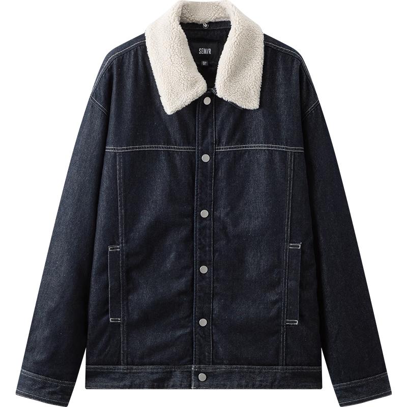 Semir Men's Winter Faux Shearling Denim Jacket