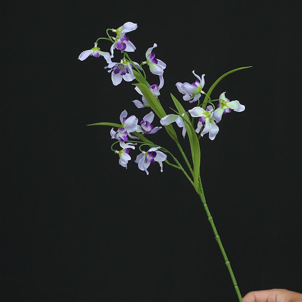 

50CM Length Artificial Orchid Flower with Leaves Realistic Simulation Flowers Vivid Plastic Plants Orchid Flower Branch