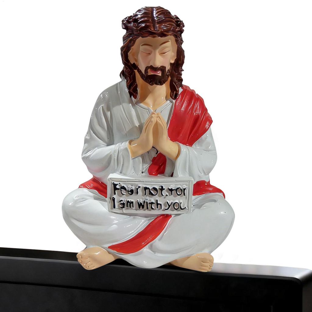 Mini Hand Painted Religious Resin Jesus Figures Fear Not , For I Am With You Jesus Resin Desk Companion Figurine For Home