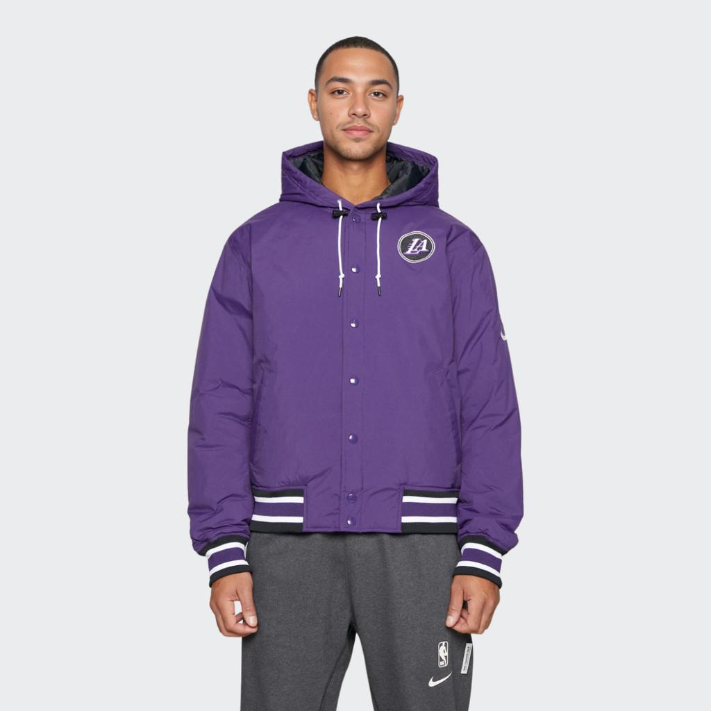 Nike NBA Letter Logo Print Single-Breasted Hooded Cotton Jacket Men Outerwear Ink-Purple DR2439-535