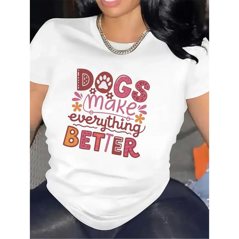 

Европейские размеры Черно-белая полиэстеровая футболка с дизайном «Собаки делают все лучше», идеально подходит для домашнего использования в гостиной S