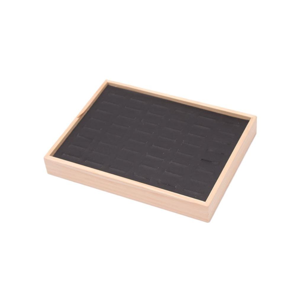 48 Grids Earrings Display Tray Velvet Ring Earring Holder Simple Wood Rings Tray  Home