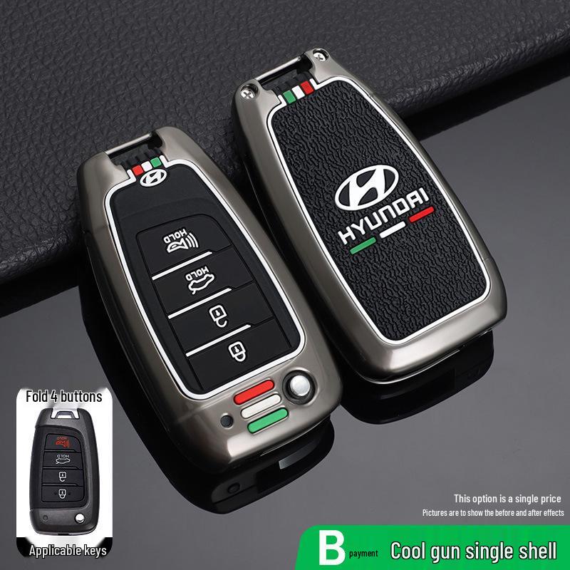 High-End Key Case for 21 Hyundai Models: Fits 2020 Elantra, Reina, ix35 – Unisex Car Key Shell with Buckle