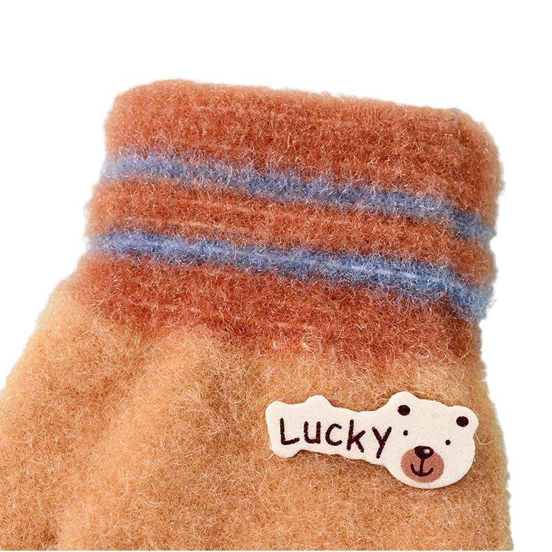 Cartoon Cute Winter Gloves for Kids: Warm Full-Finger Design for Girls and Boys