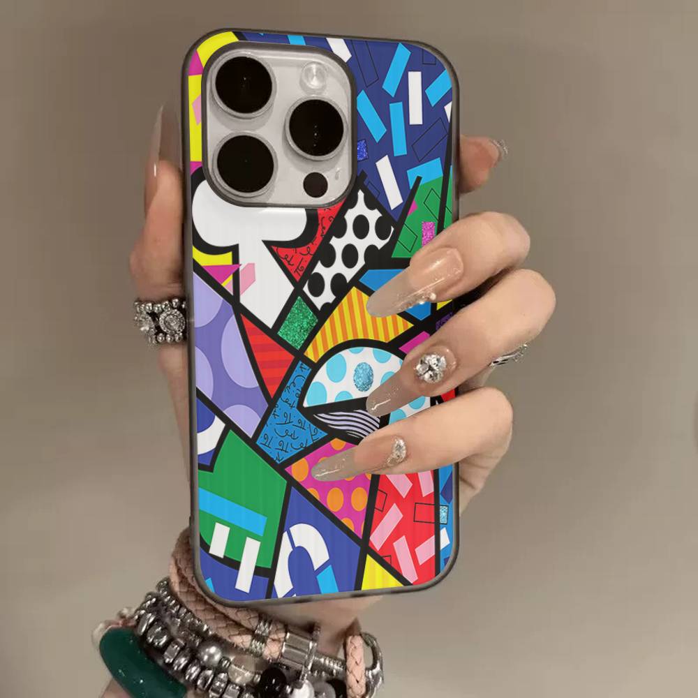 

Colors R-Romero B-Britto Art Phone Case For IPhone 17 16 15 14 13 12 11 Corrugated Frosted Soft Cover Anti-Slip iPhone 17 Air