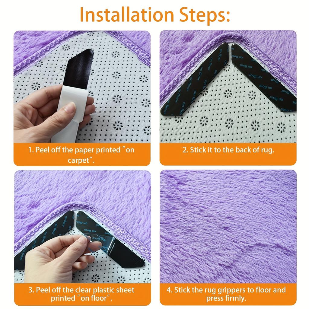 8/16pcs Reusable Rug Stickers, Non-slip Washable Rug Stickers, Kitchen Rugs Double Sided Removable Anti-curl Rug Handles,