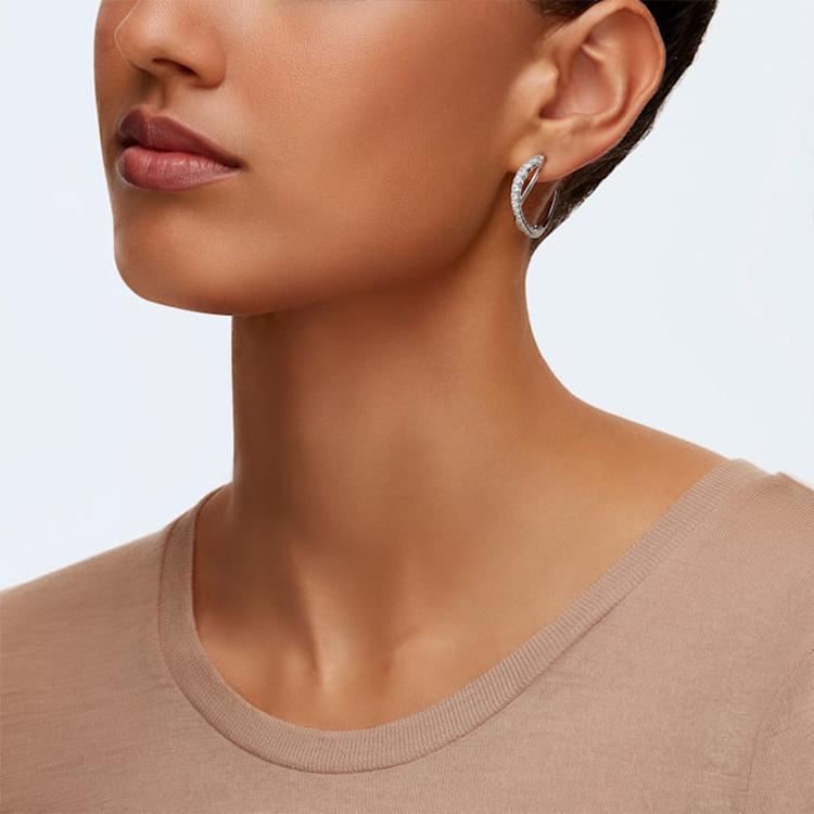 Swarovski Twist Rhodinierte Ohrstecker Ohrringe für Damen Weiß 5563908
